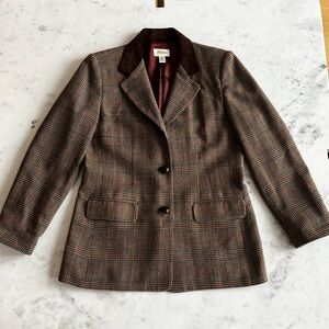 Vintage Talbots Houndstooth and Suede blazer